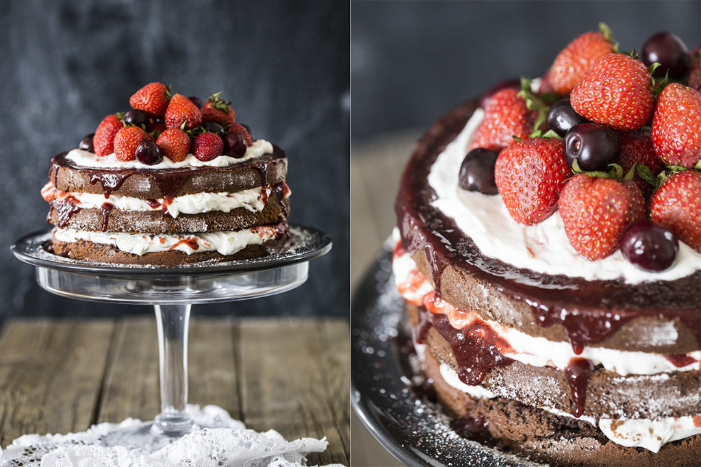 Naked cake po třetí Red Velvet s vanilkovo tvarohovým krémem